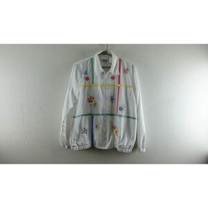 Alfred Dunner Women's Jacket White Floral Embroidered Fancy  Size 10